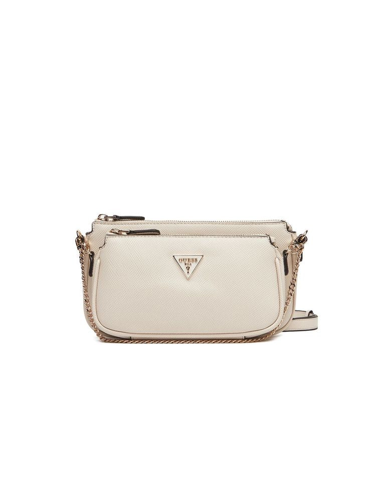 Guess Dual-Compartment Structured Crossbody Bag — Beige Polyurethane