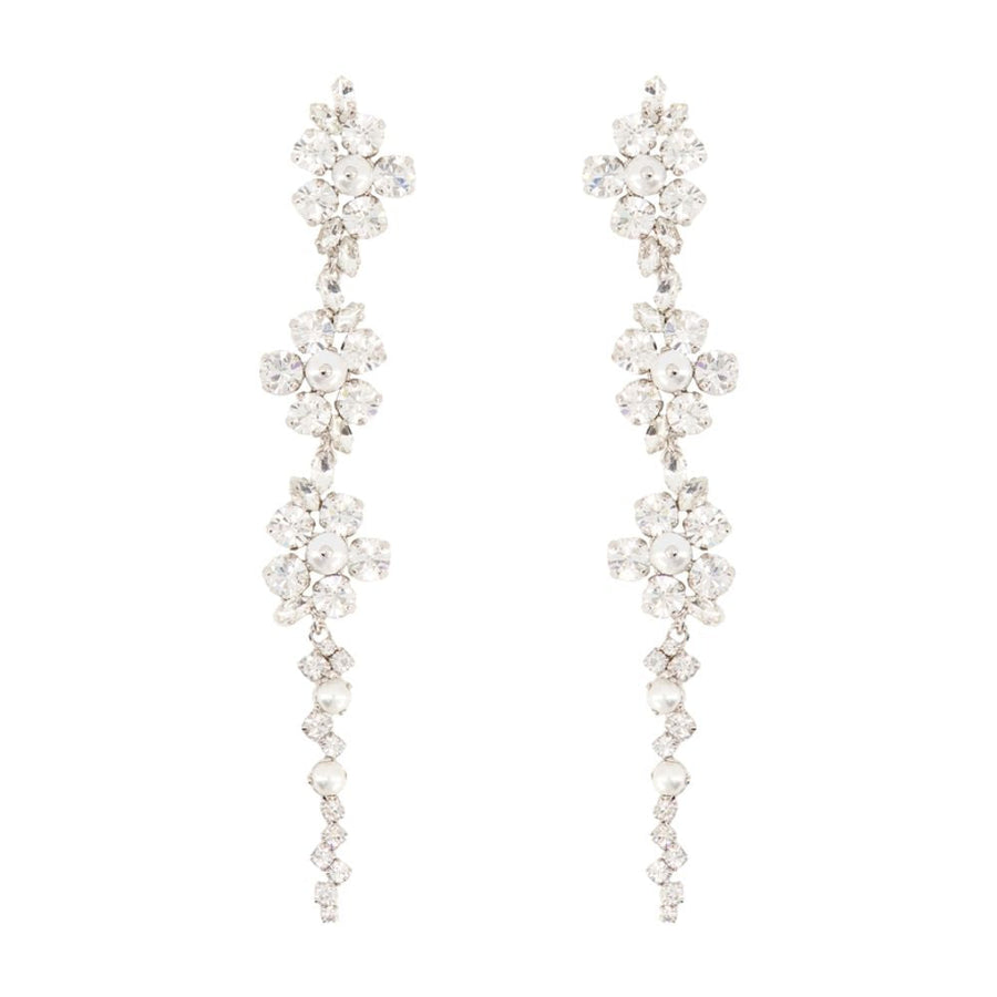 Simone Rocha Floral Crystal And Pearl Drop Earrings — White Synthetic_pearls
