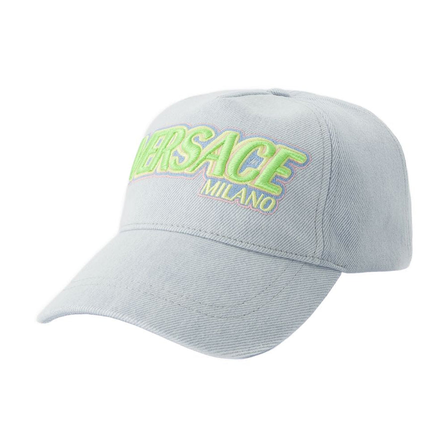 Versace 1010746_1a10780 Baseball Cap — Light Blue Cotton Caps