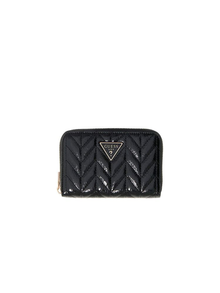 Guess Quilted Polyurethane Wallet — Black