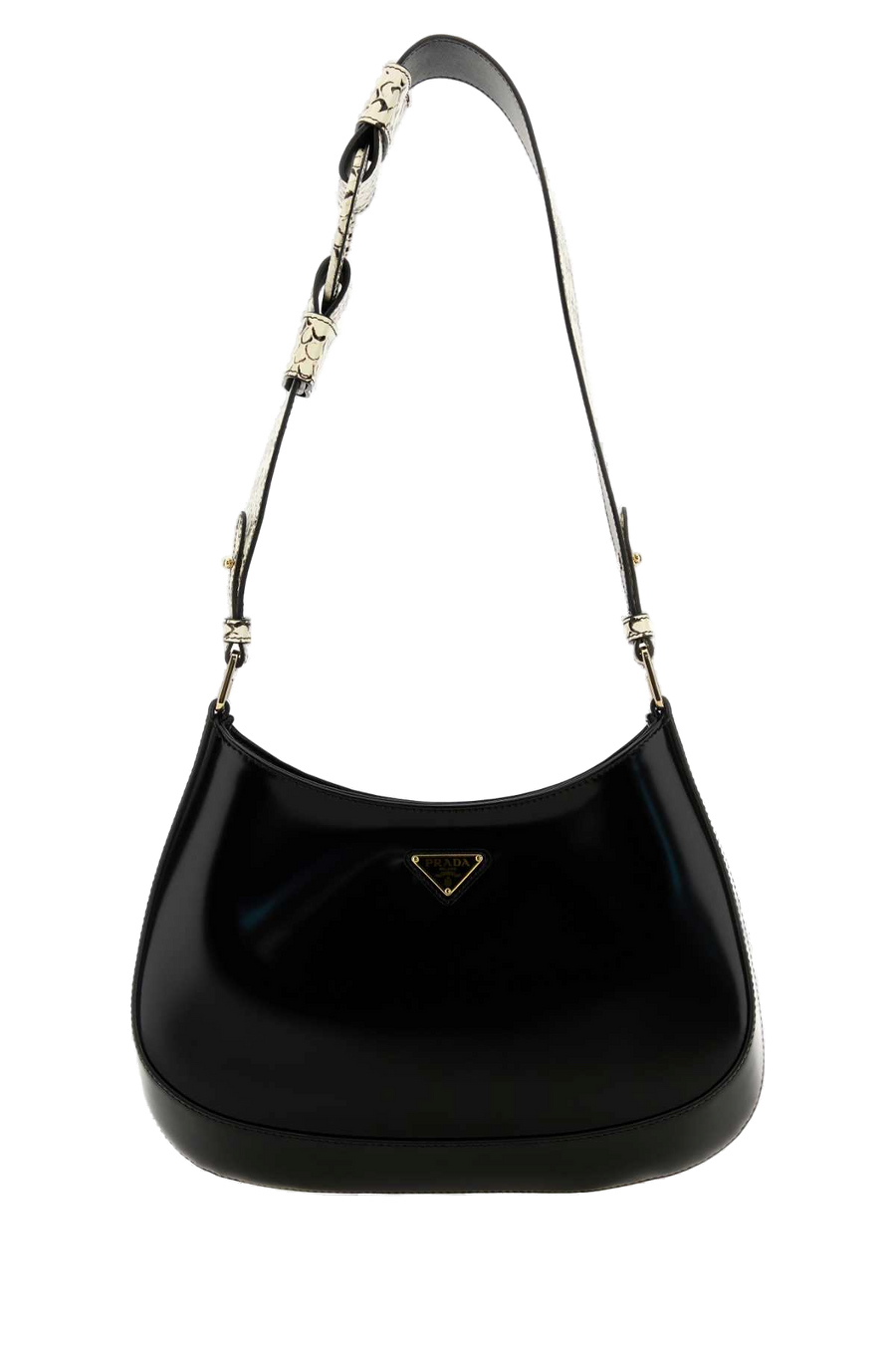 Prada Cleo Shoulder Bag — Black Vitello-homalopsis Buccata