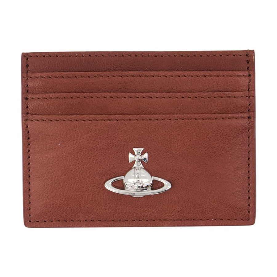 Vivienne Westwood Calfskin Leather Card Case — Brown Cases