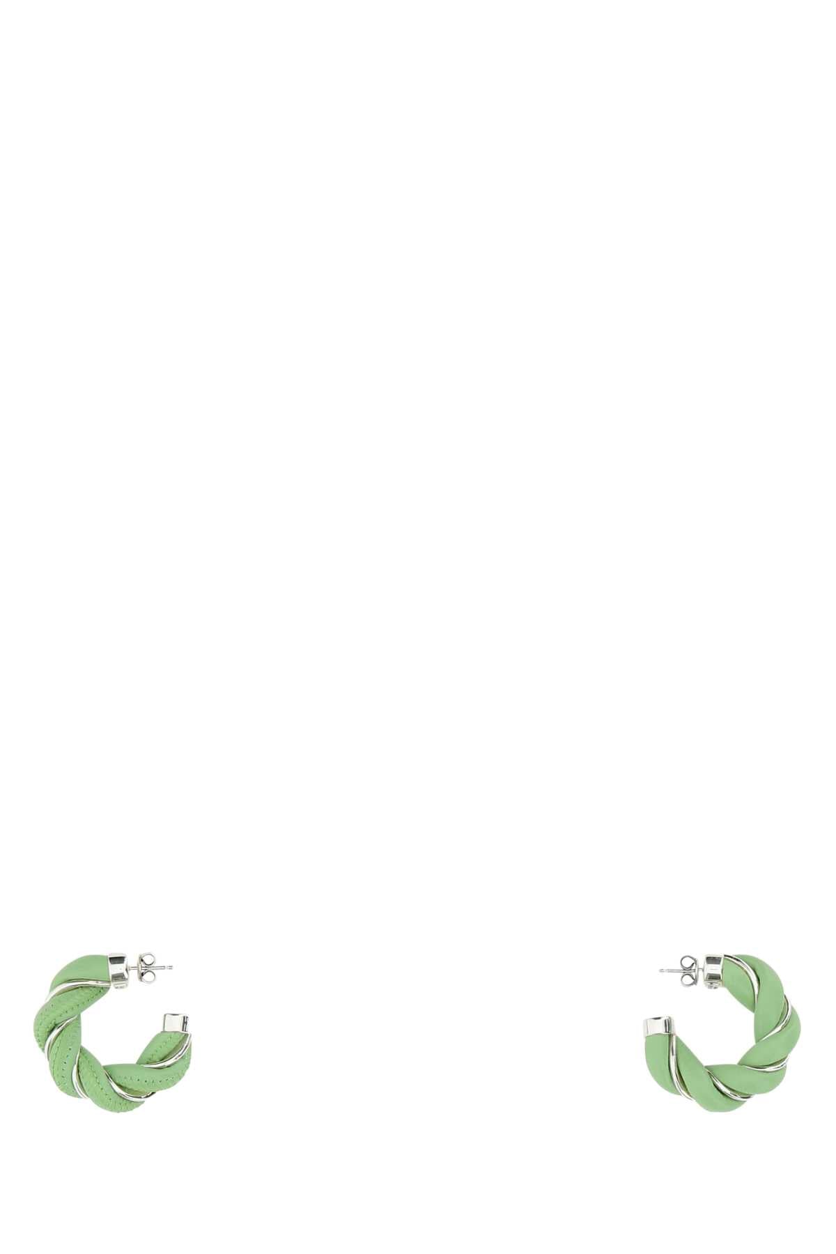 Bottega Veneta Leather Hoop Earrings — Green