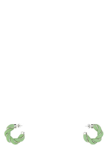 Bottega Veneta Leather Hoop Earrings — Green
