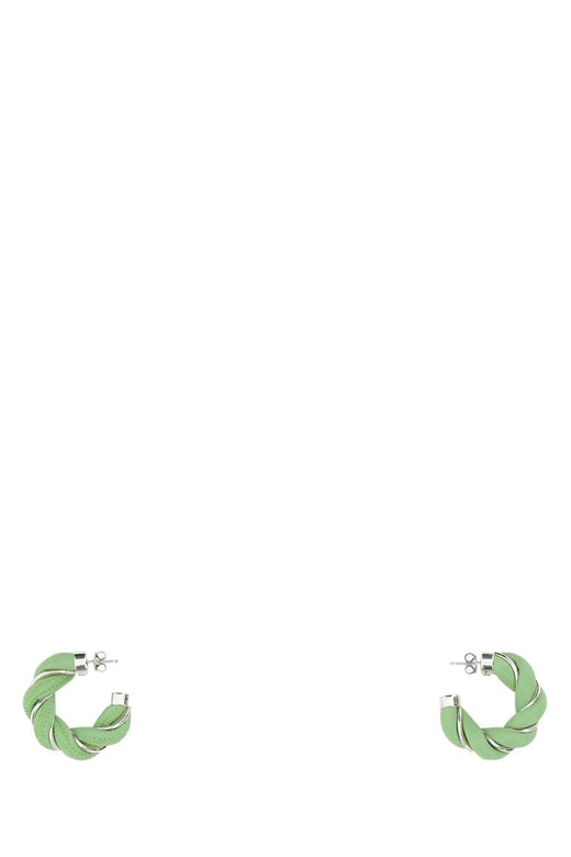 Bottega Veneta Leather Hoop Earrings — Green