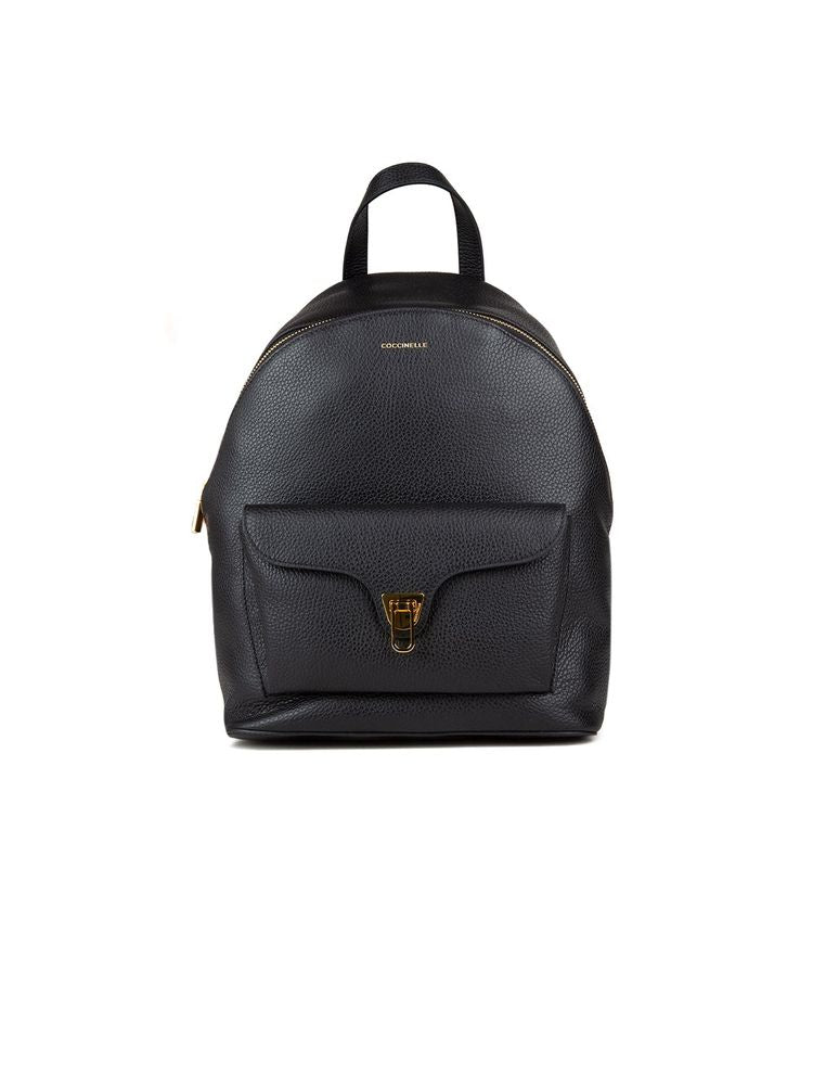 Coccinelle Grained Leather Backpack — Black Genuine