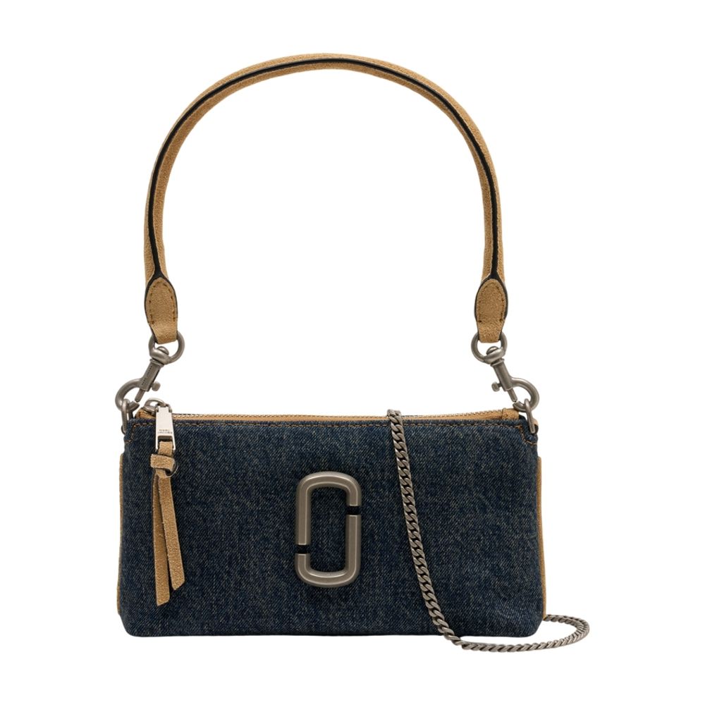 Marc Jacobs Cotton With Leather Trim Shoulder Bag — Navy