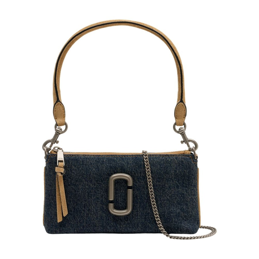 Marc Jacobs Cotton With Leather Trim Shoulder Bag — Navy