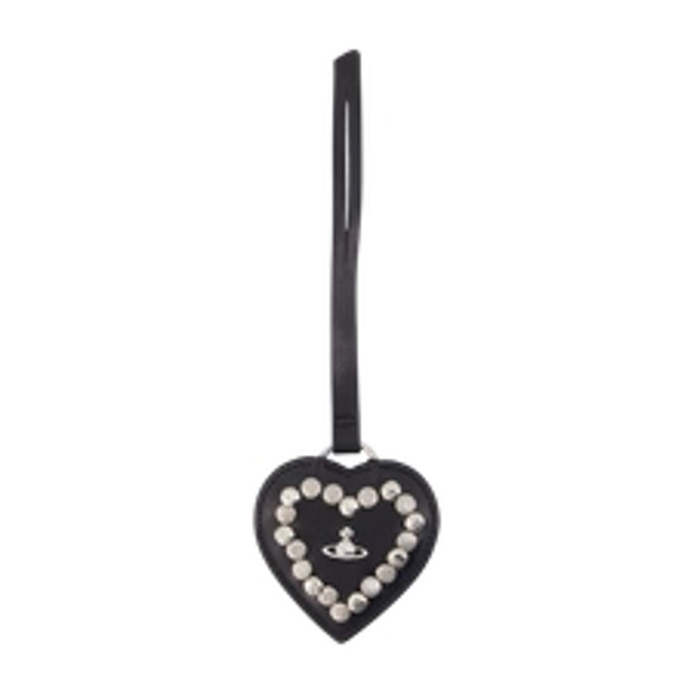 Vivienne Westwood Heart Mirror Charm Hair Clip — Black Calfskin Headbands