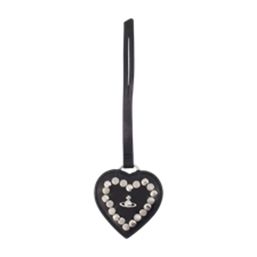 Vivienne Westwood Heart Mirror Charm Hair Clip — Black Calfskin Headbands