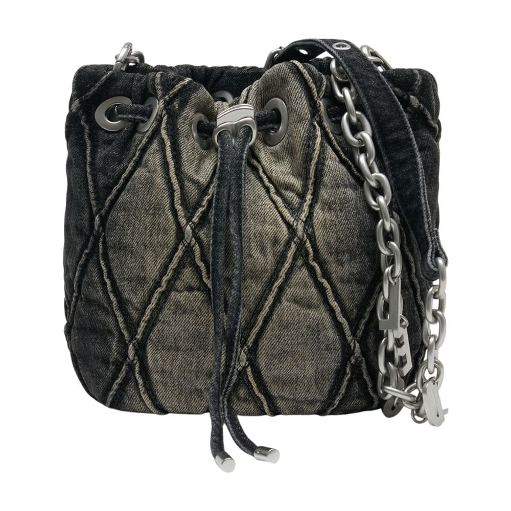 Diesel Quilted Denim Shoulder Bag — Black Cotton