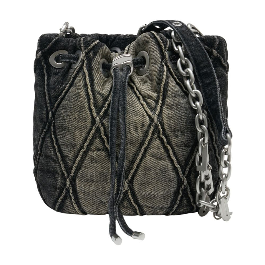 Diesel Quilted Denim Shoulder Bag — Black Cotton