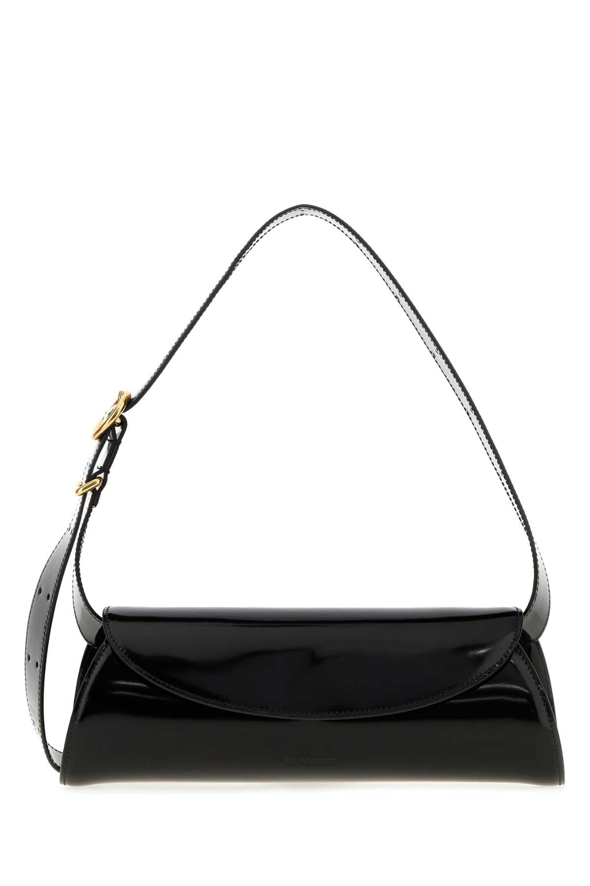 Jil Sander Patent Calfskin Shoulder Bag — Black