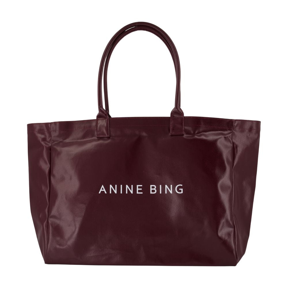 Anine Bing Leo Tote Bag — Burgundy Cotton