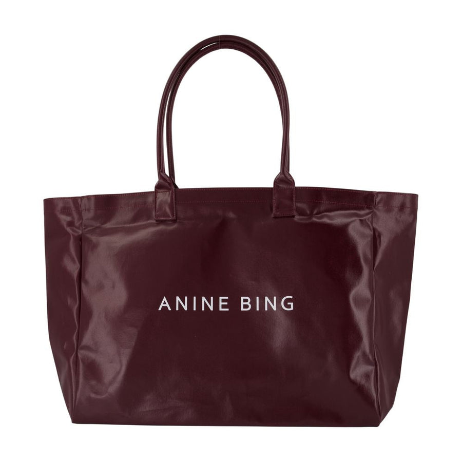 Anine Bing Leo Tote Bag — Burgundy Cotton