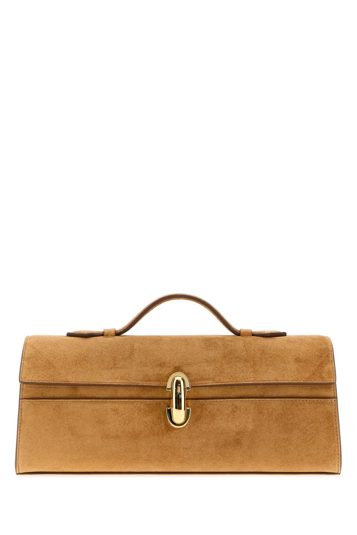 Savette Slim Symmetry Pochette Top Handle Bag — Beige