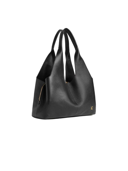 Coccinelle Pebbled Leather Shoulder Bag — Black Bovine