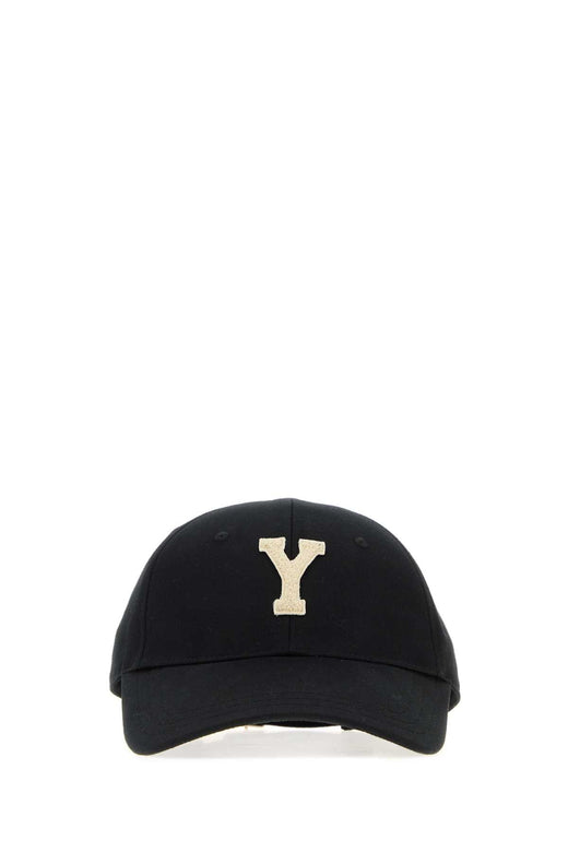 Saint Laurent Cotton Logo-Embroidered Baseball Cap — Black Exterior: Caps