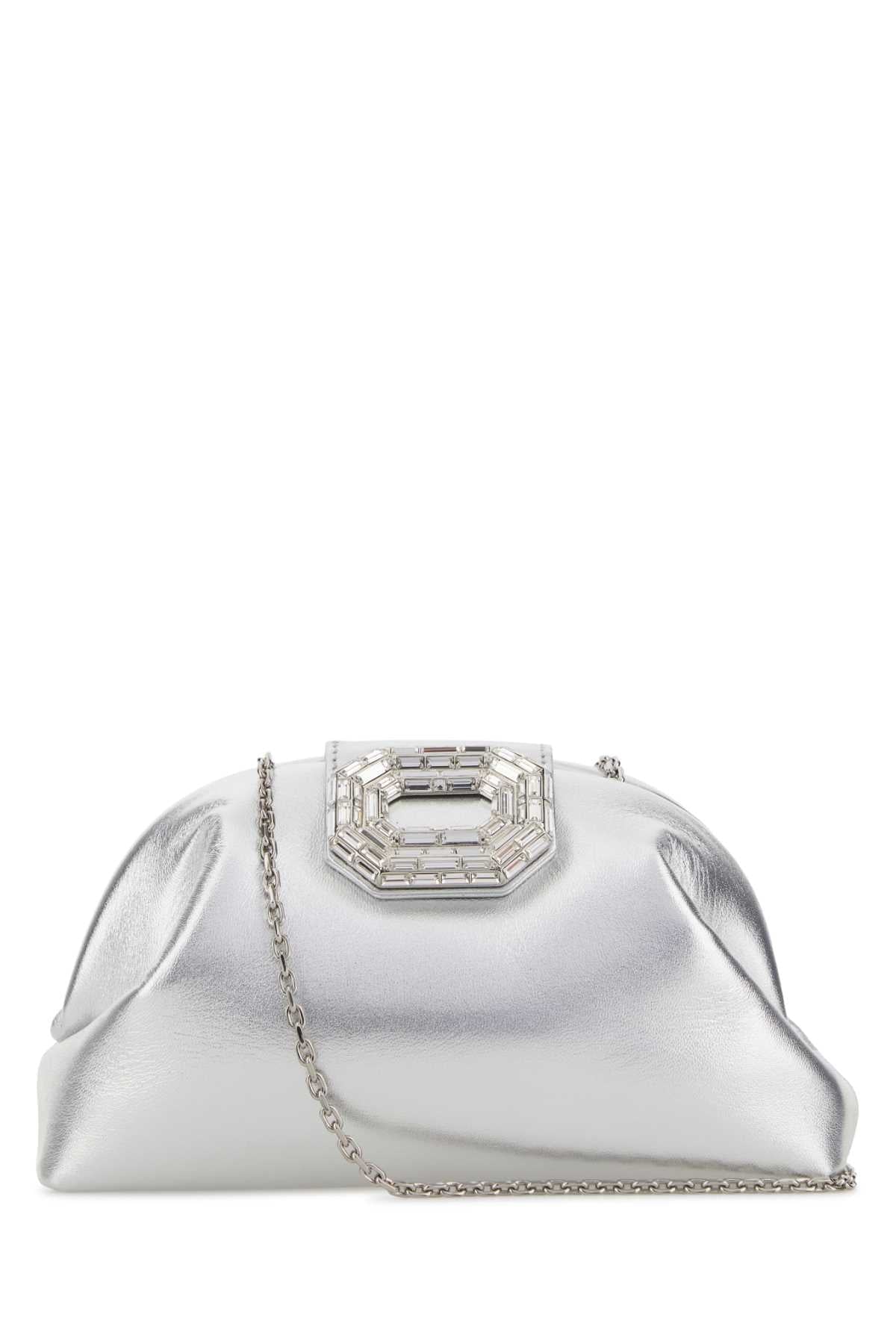 Amina Muaddi Clutch — Silver