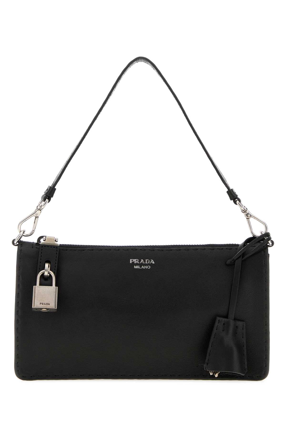 Prada Leather Shoulder Wallet — Black