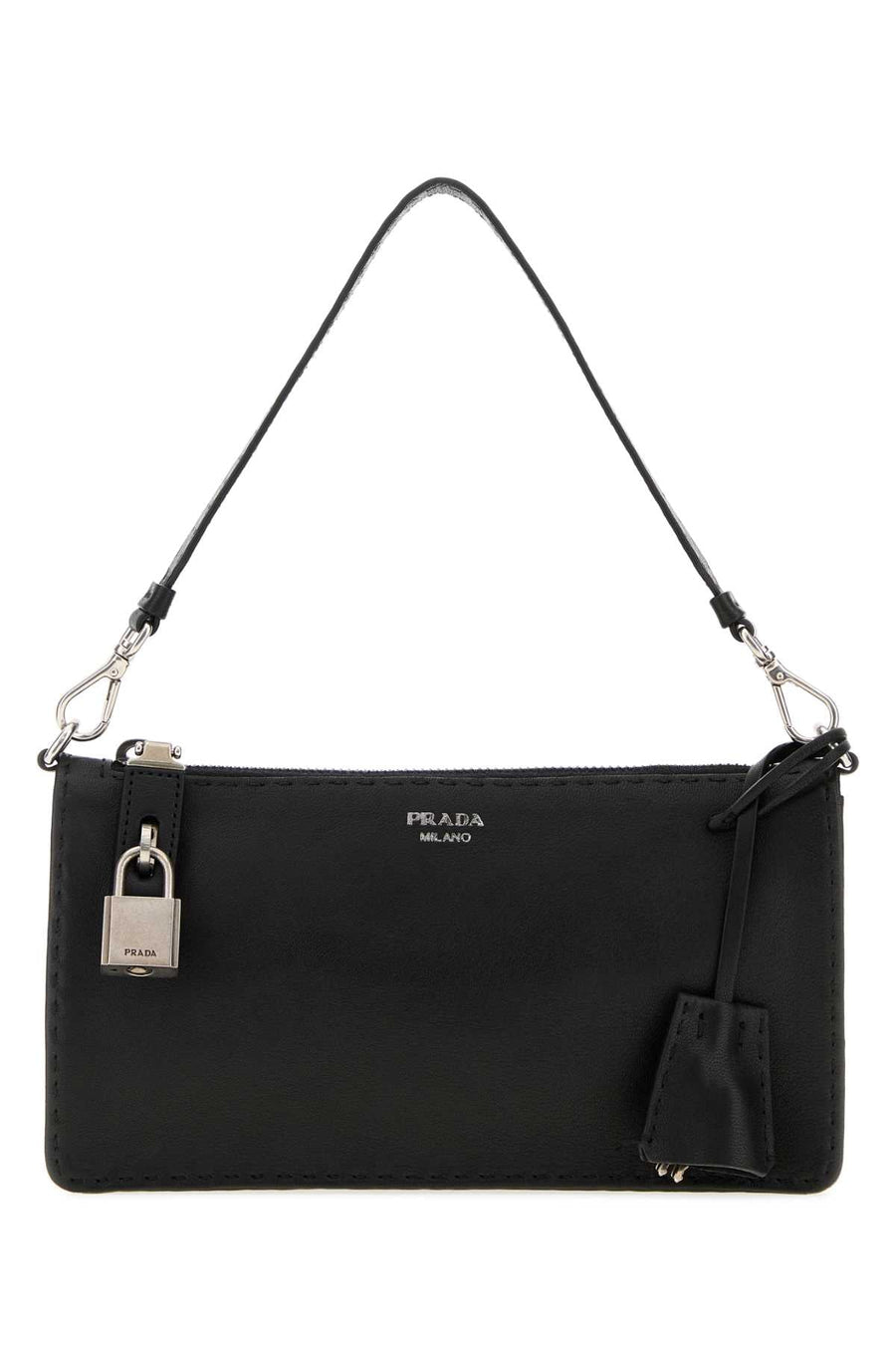 Prada Leather Shoulder Wallet — Black