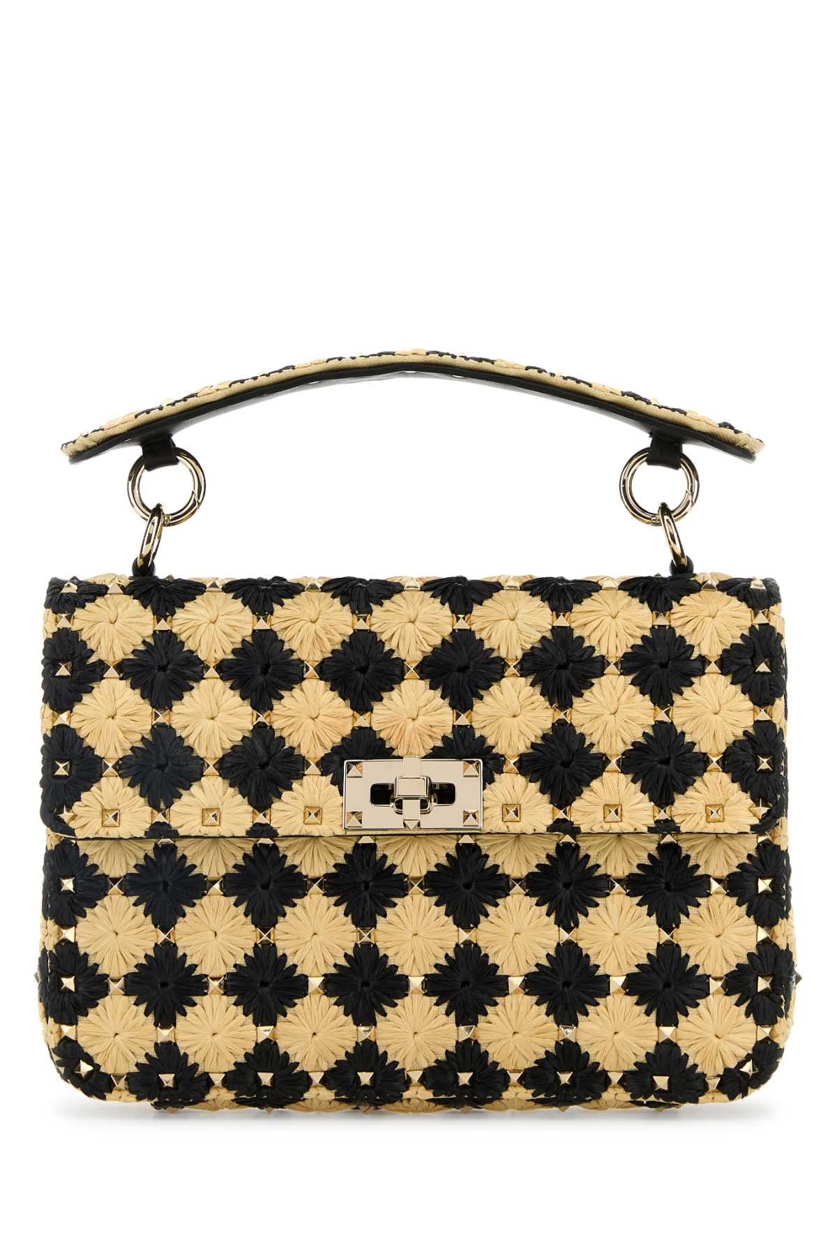 Valentino Garavani Daisy-Quilted Raffia Top Handle Bag — Multicolor