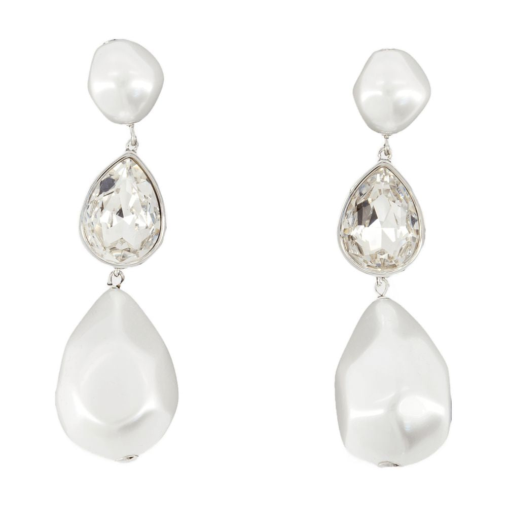 Self-Portrait Pearl Crystal Droplet Earrings — White Others