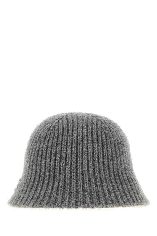 Miu Miu Virgin Wool & Cashmere Blend Bucket Hat — Gray Lana Vergine