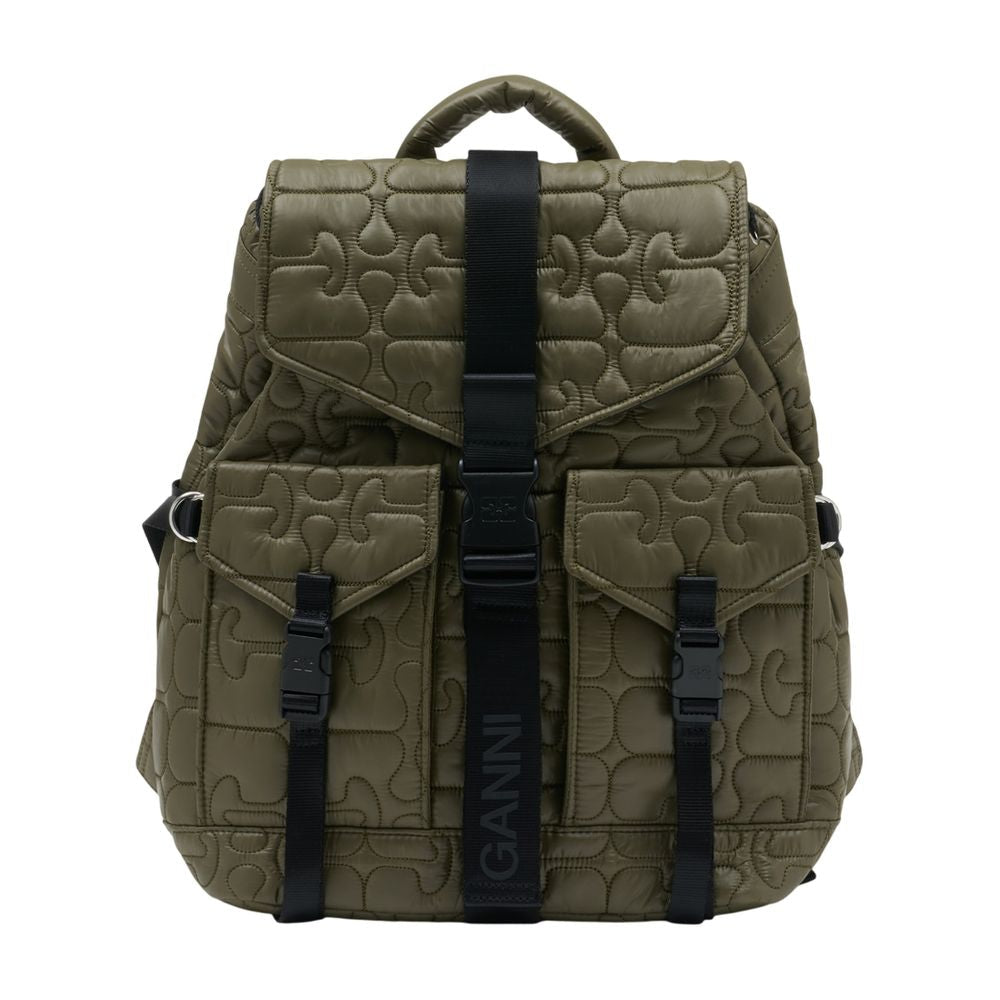 Ganni Re Tech Backpack — Green Synthetic