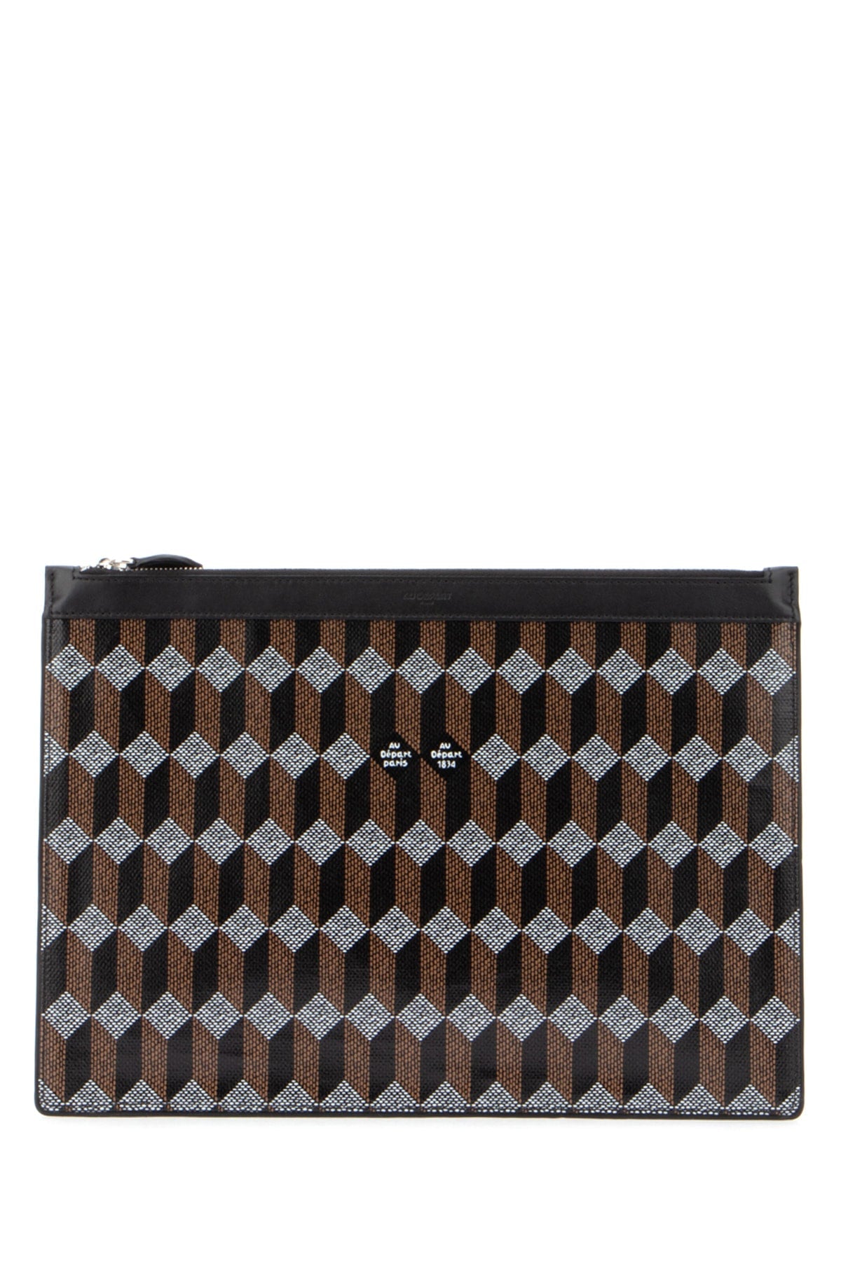 Au Depart Jacquard-Woven Geometric Card Case — Black Jacquard Fabric Cases