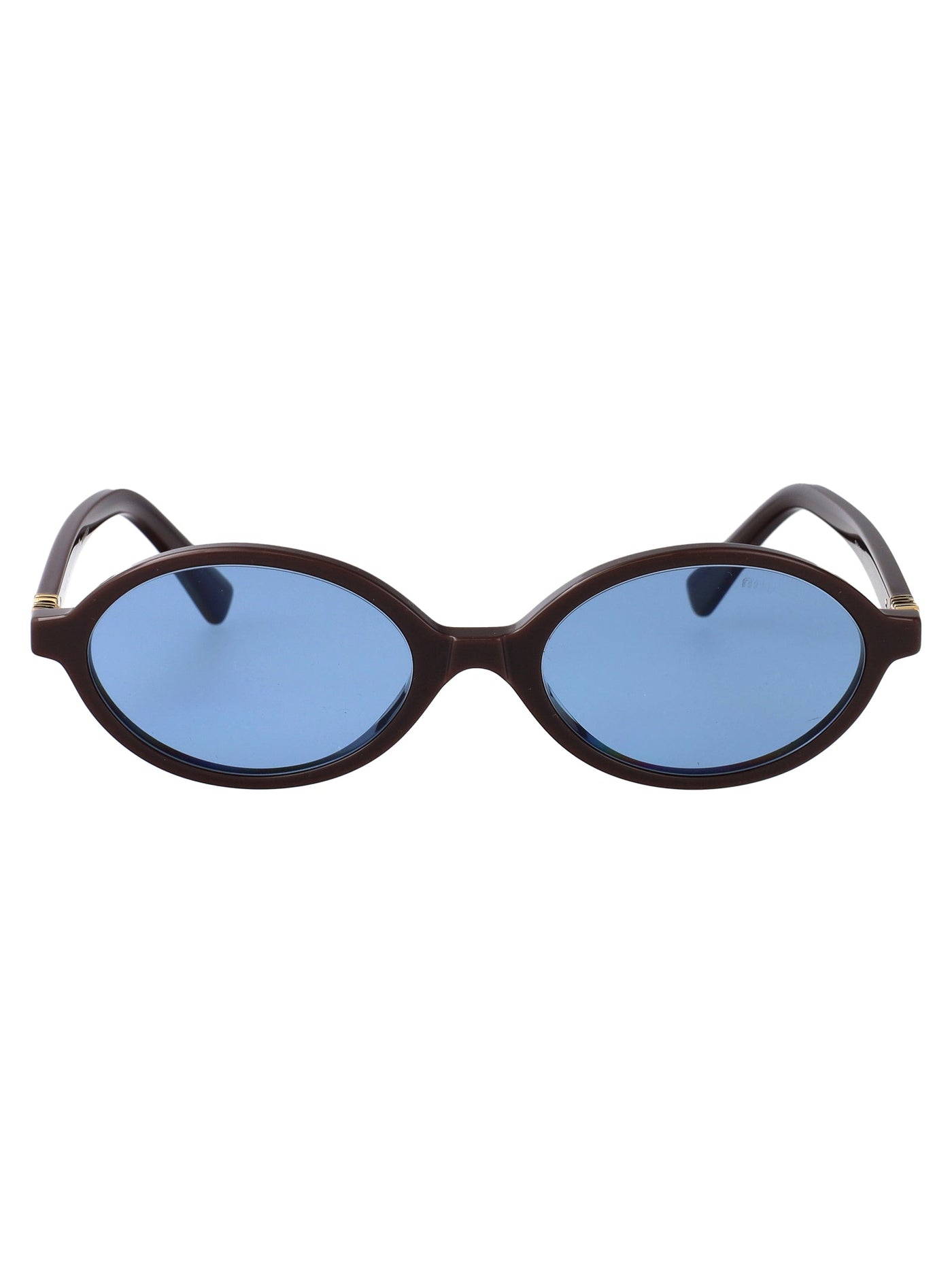 Miu Miu 0mu Oval Acetate Sunglasses — Brown