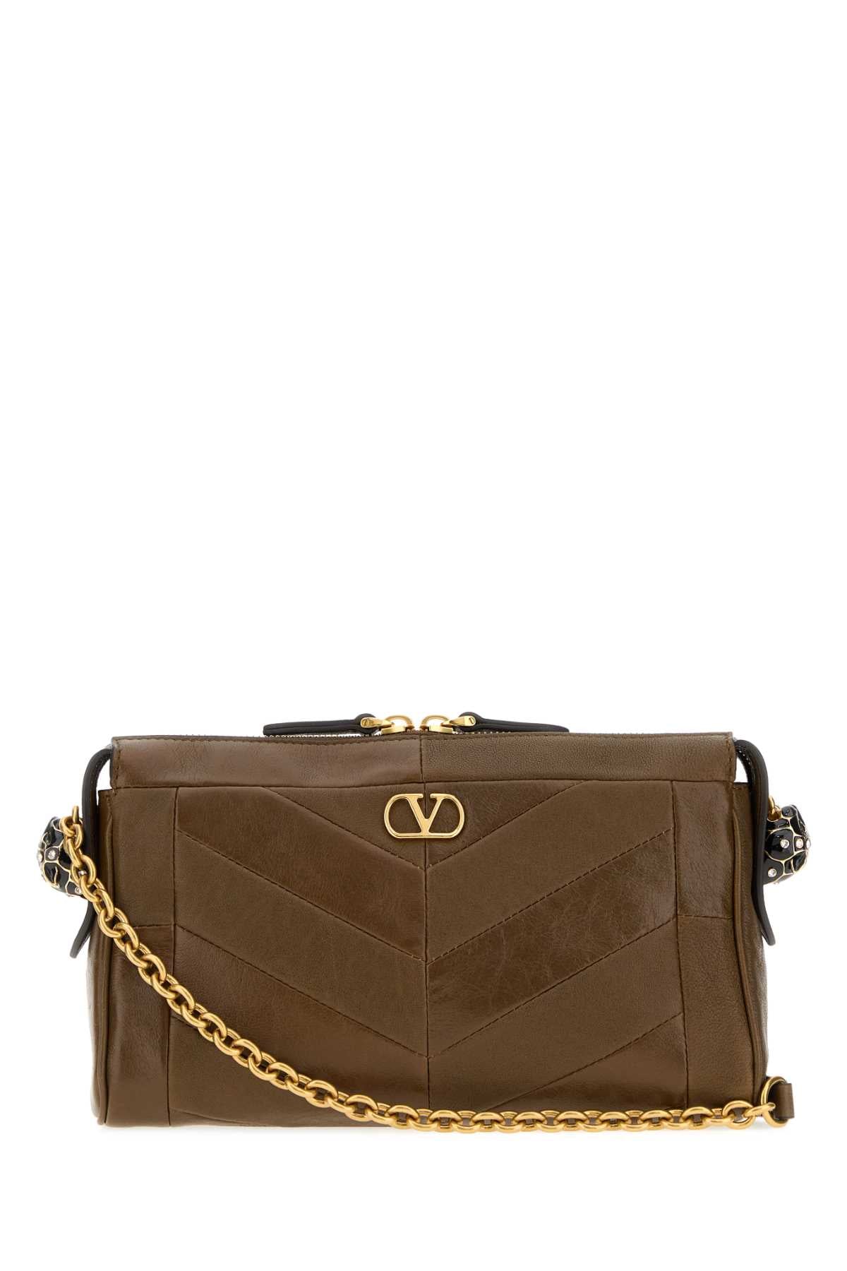 Valentino Garavani Chevron-Quilted Shoulder Bag — Brown
