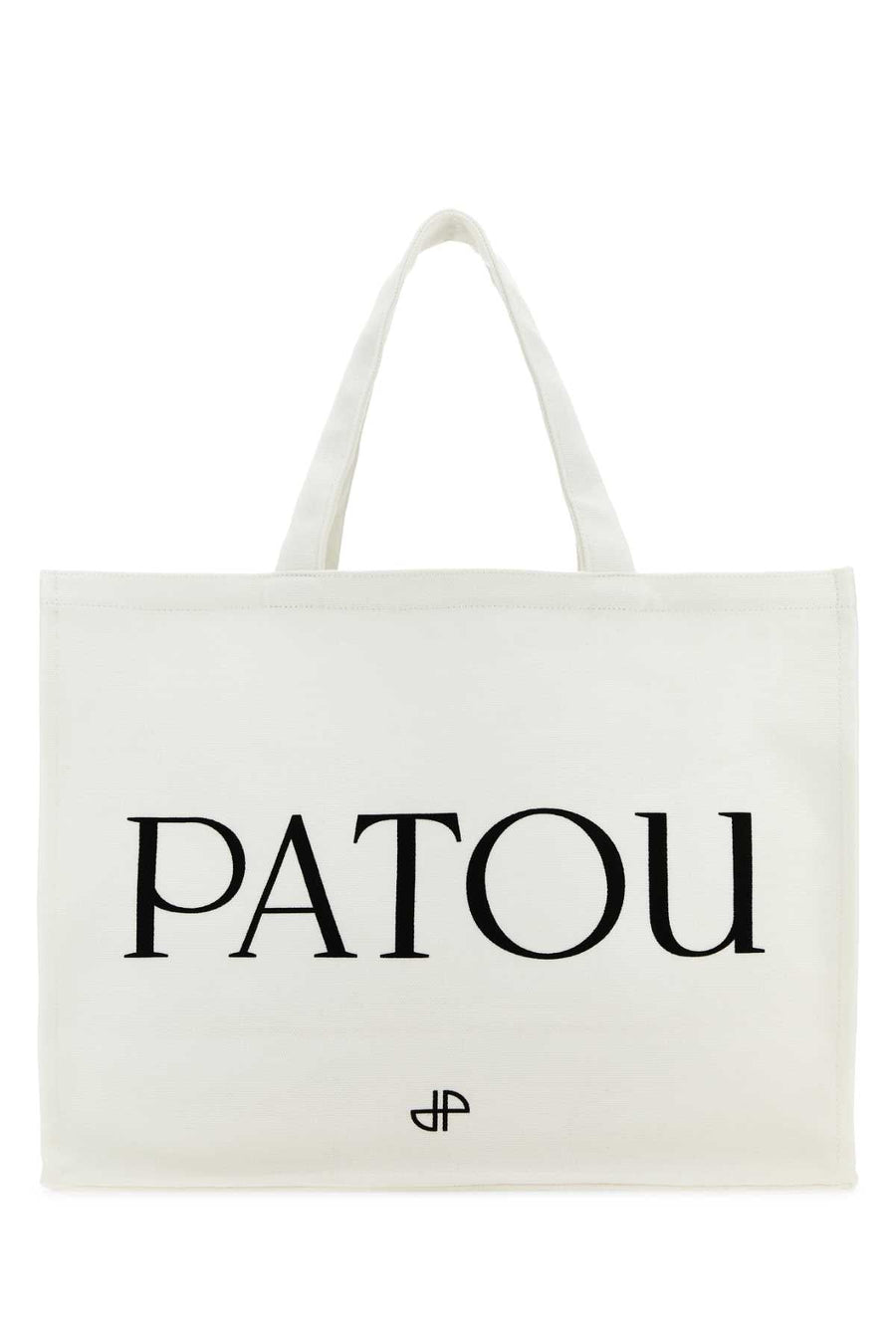 Patou Logo-Printed Cotton Tote Bag — White Exterior
