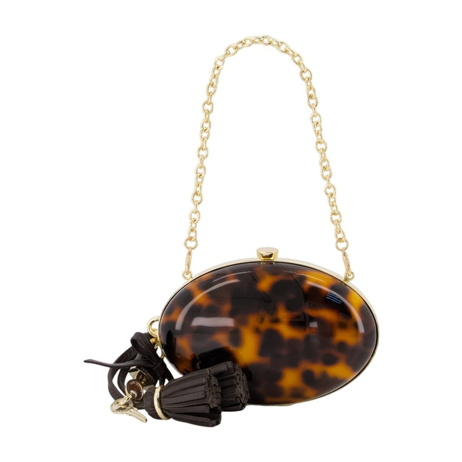 Self-Portrait Tortoiseshell Acrylic Clutch — Brown