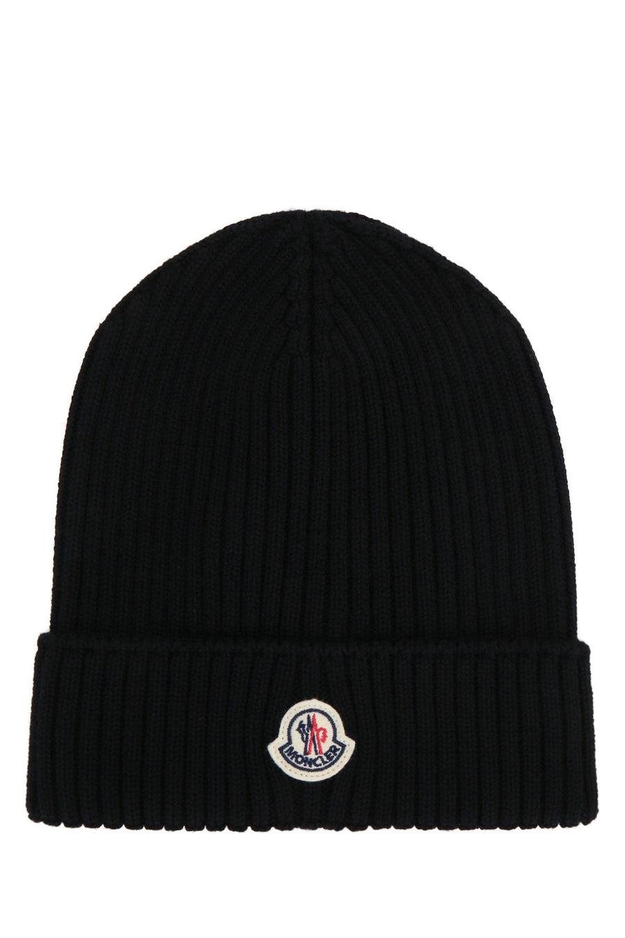 Moncler Jr Hat Ribbed Knit Beanie — Black Mixed Fibres Beanies