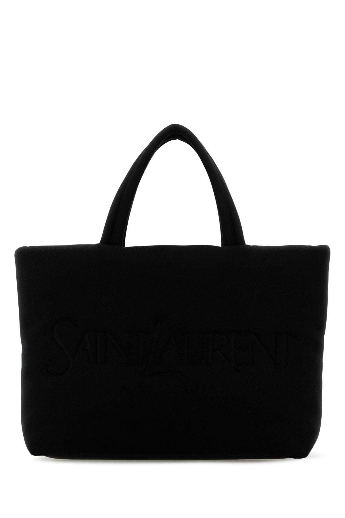 Saint Laurent Quilted Terry Cloth Tote Bag — Black