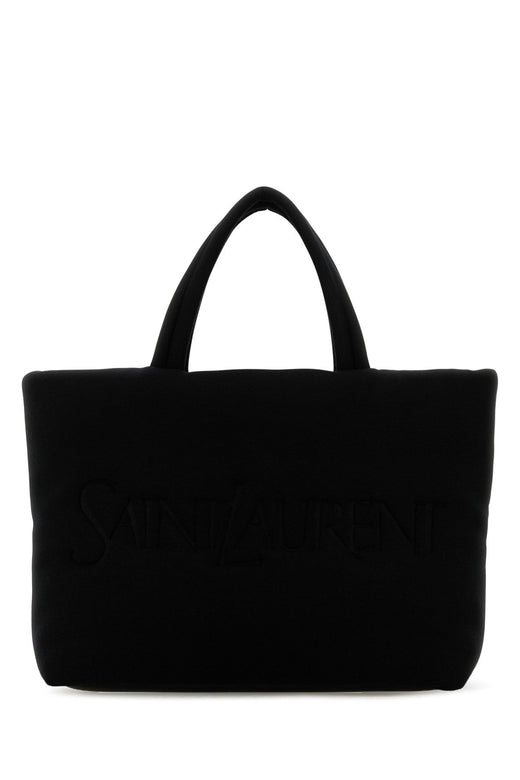 Saint Laurent Quilted Terry Cloth Tote Bag — Black