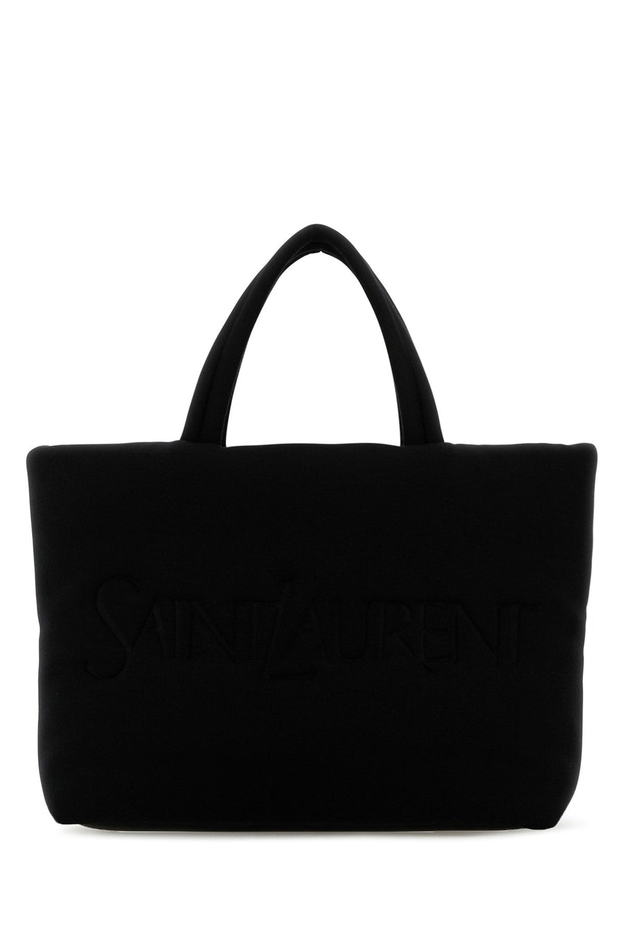 Saint Laurent Quilted Terry Cloth Tote Bag — Black