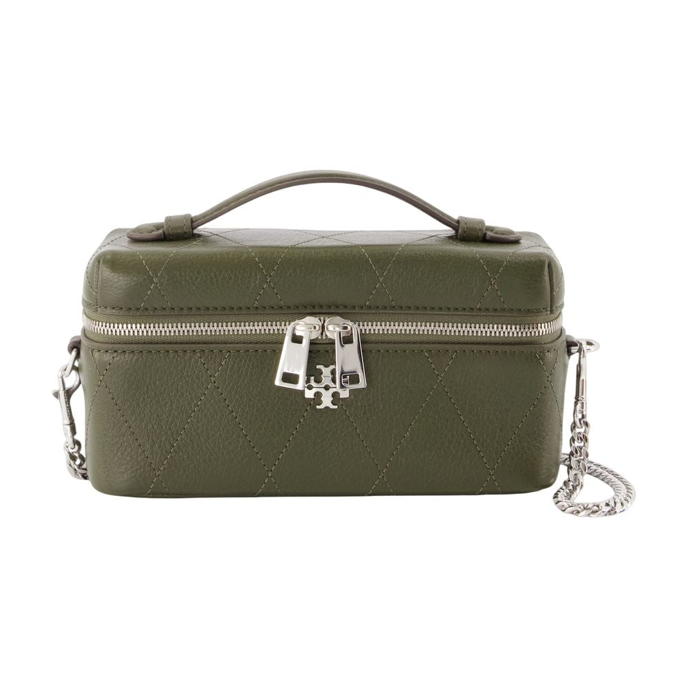 Tory Burch Charlie Toiletry Bag — Green Calfskin