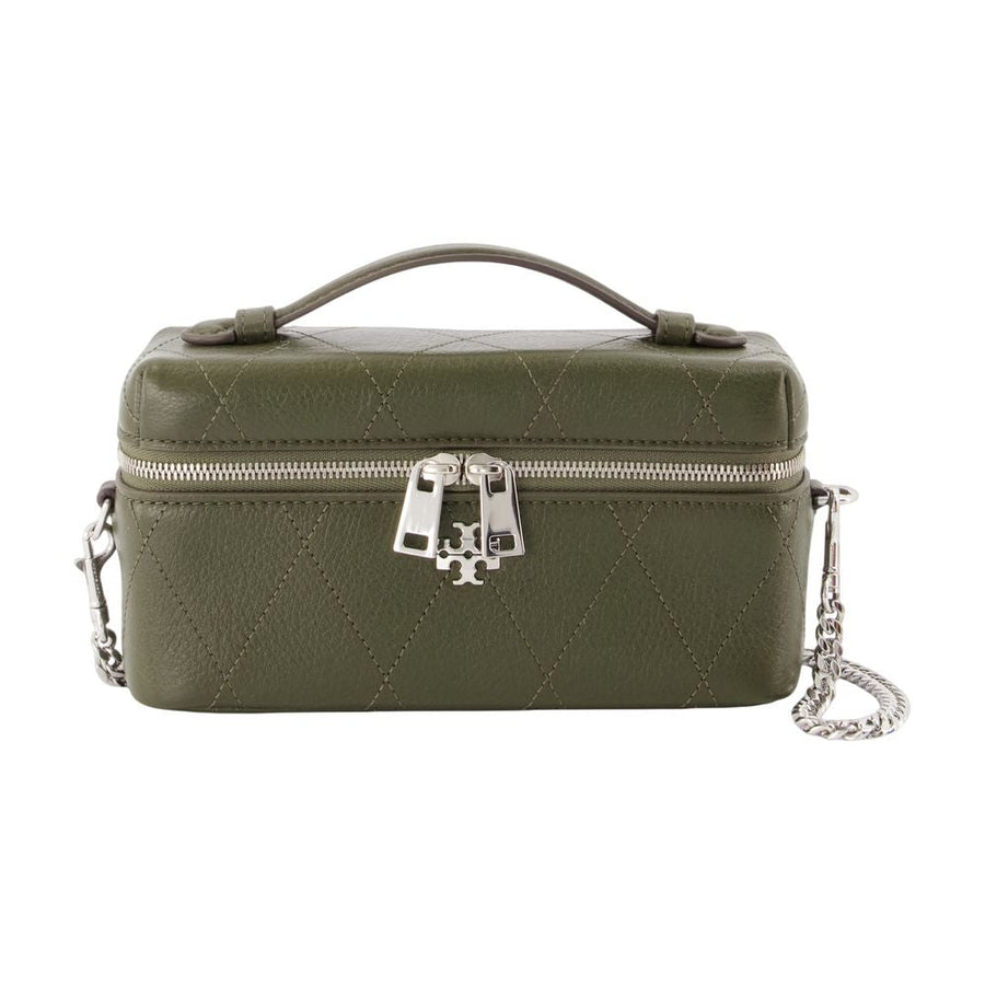 Tory Burch Charlie Toiletry Bag — Green Calfskin