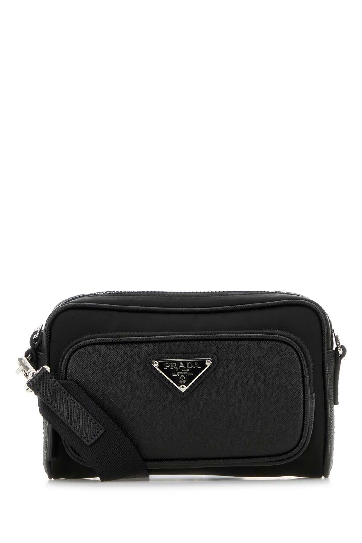 Prada Re-Nylon And Leather Crossbody Bag — Black Poliammidericiclata-vitello