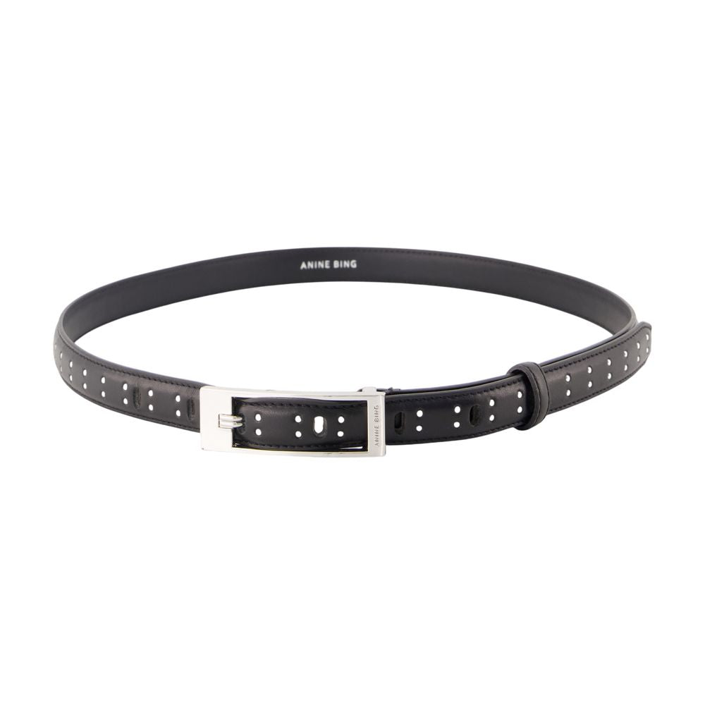 Anine Bing Elly Studs Belt — Black Calfskin