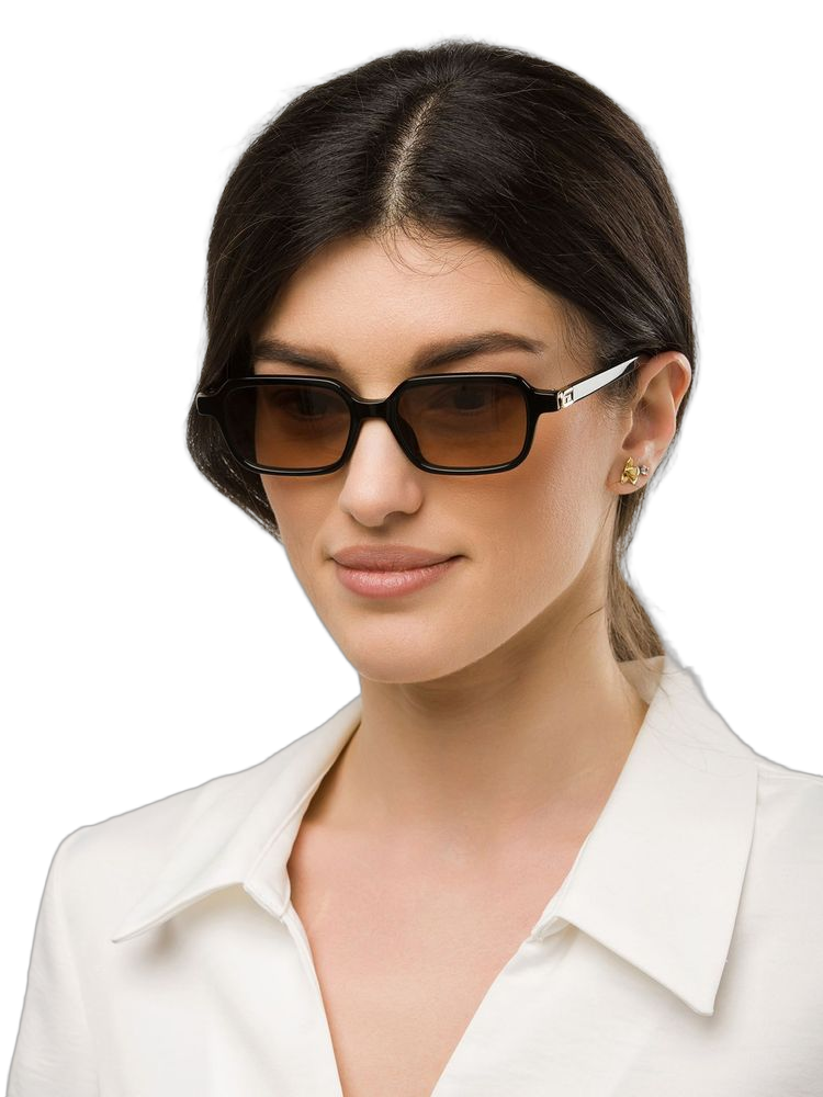 Furla Sfu971 Acetate Rectangle Frame Sunglasses — Black