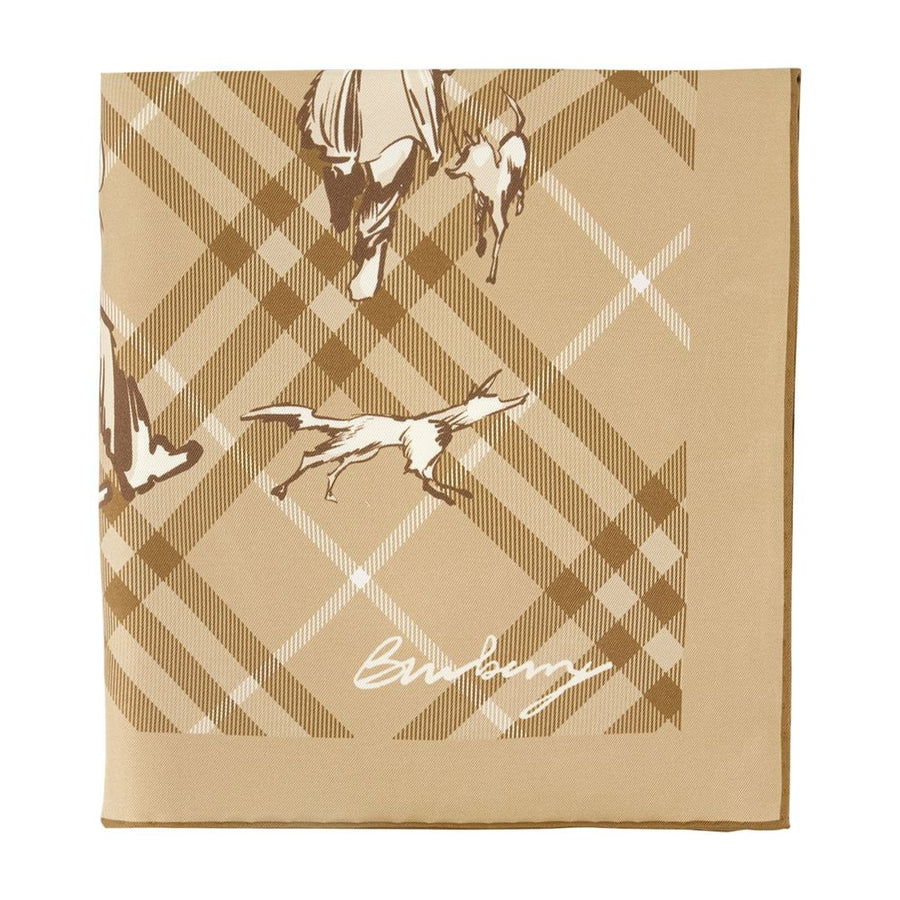 Burberry Silk Check Scarf — Beige Scarfs