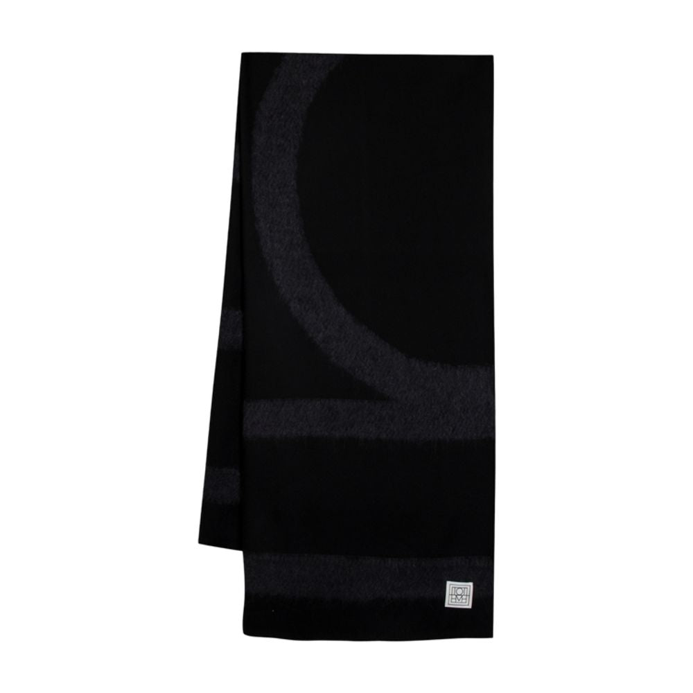 Toteme Wool Monogram Twill Scarf — Black Scarfs