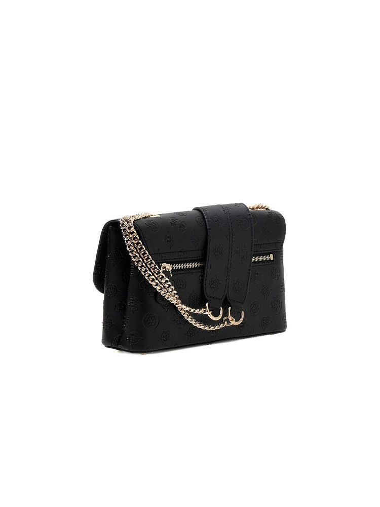 Guess Logo-Embossed Polyurethane Crossbody Bag — Black