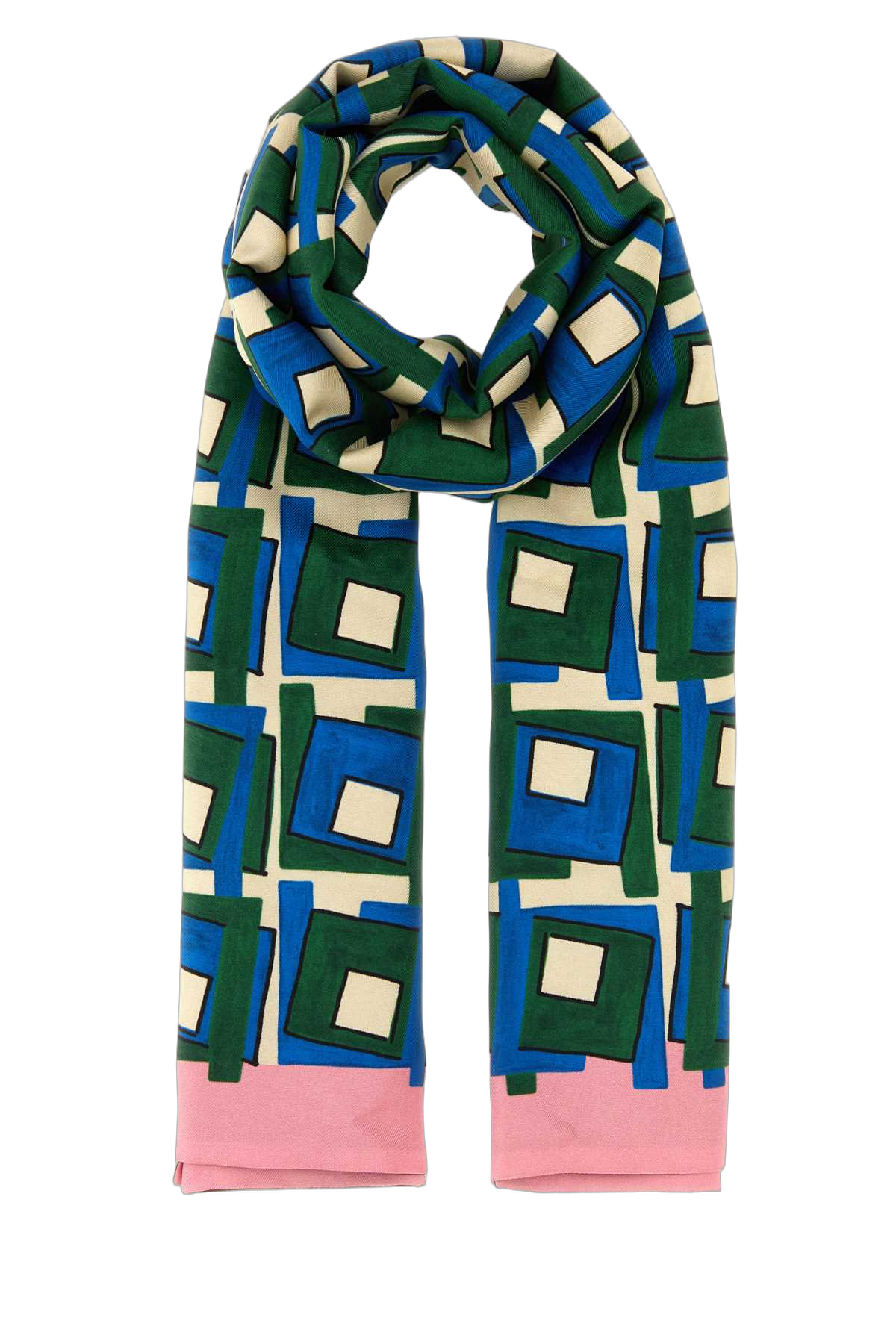Miu Miu Geometric Print Silk Scarf — Multicolor Exterior: Scarfs
