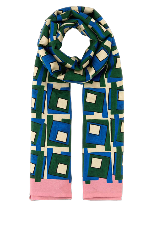 Miu Miu Geometric Print Silk Scarf — Multicolor Exterior: Scarfs