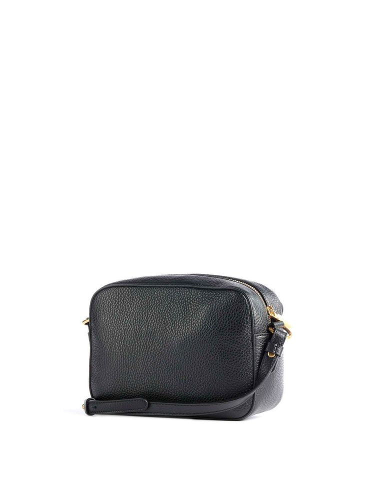 Coccinelle Grained Leather Shoulder Bag — Black Cowhide