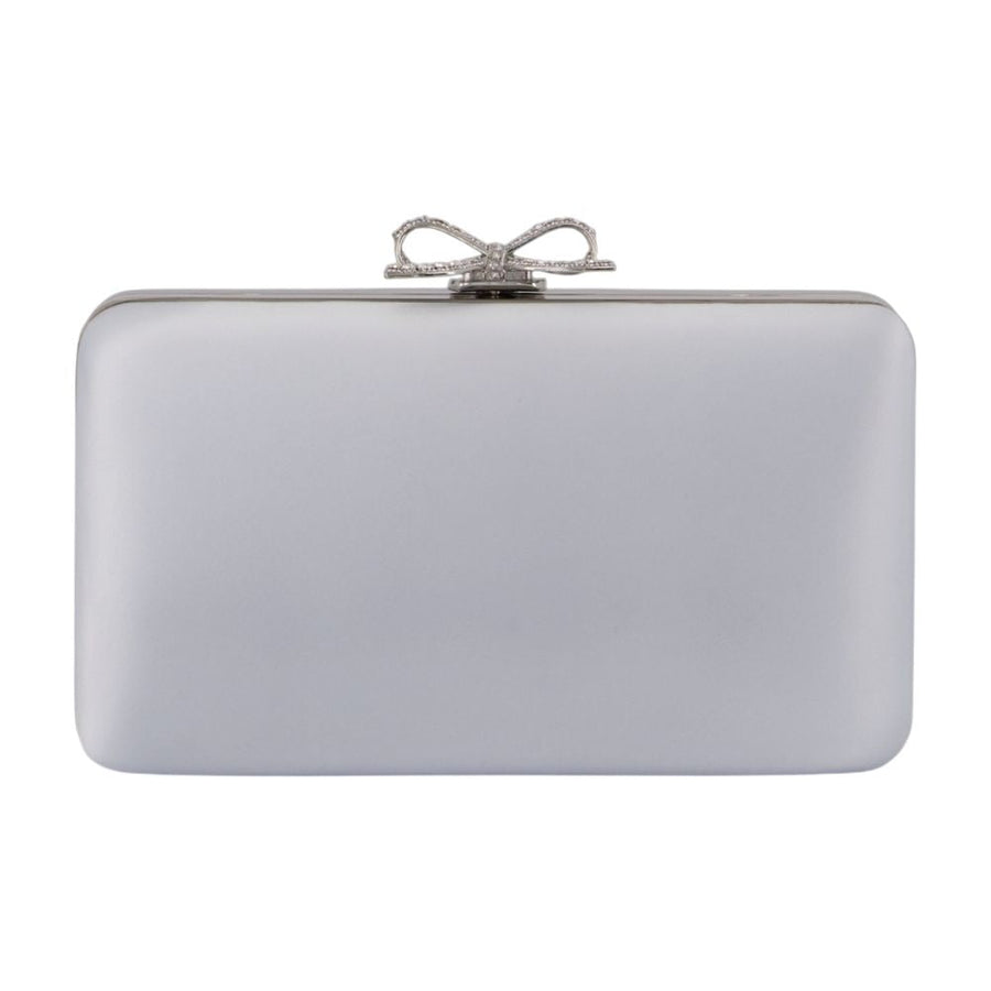Self-Portrait Satin Box Clutch — Blue Synthetic